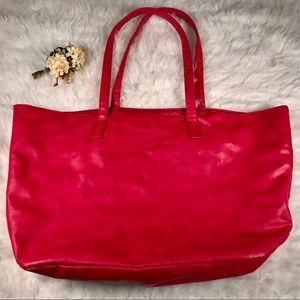Vegan leather Hot Pink Lancôme Lined Tote Bag